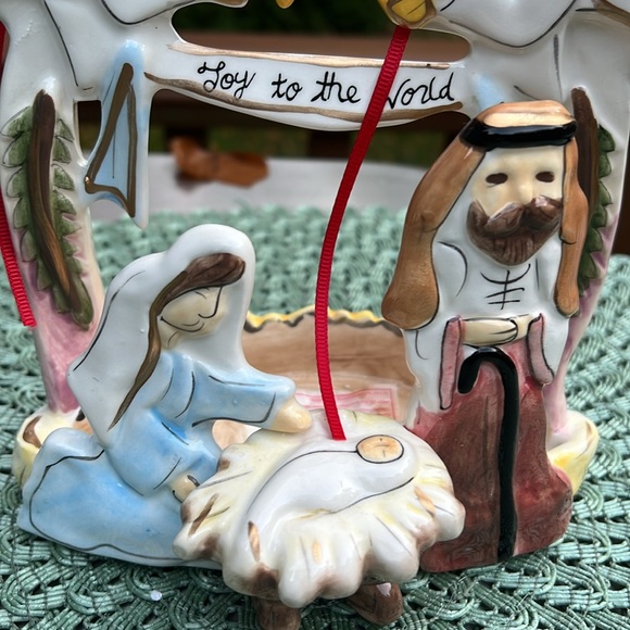 Heather Goldminc Nativity Tea Light Ceramic Blue Sky Christmas Joy to the world - Picture 3 of 10